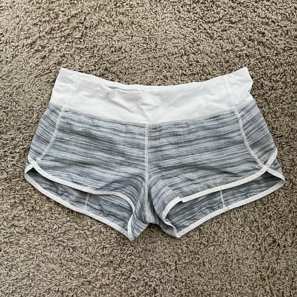 Lululemon Run Speed Short 2" Gray Stripe/smoke low rise running Sz 6 rare!